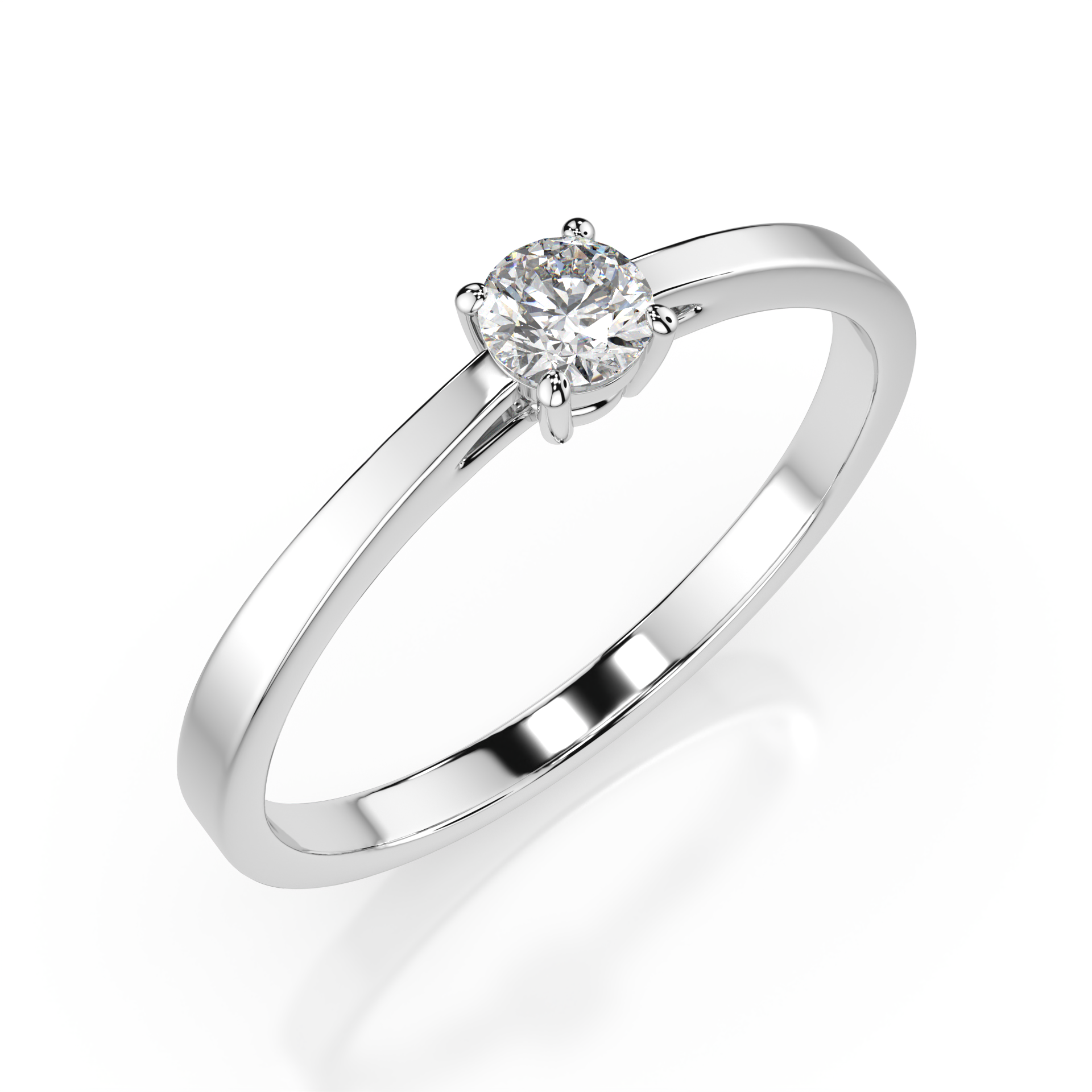 Białe Złoto Pierścionek z Diamentem Kolekcja Classic