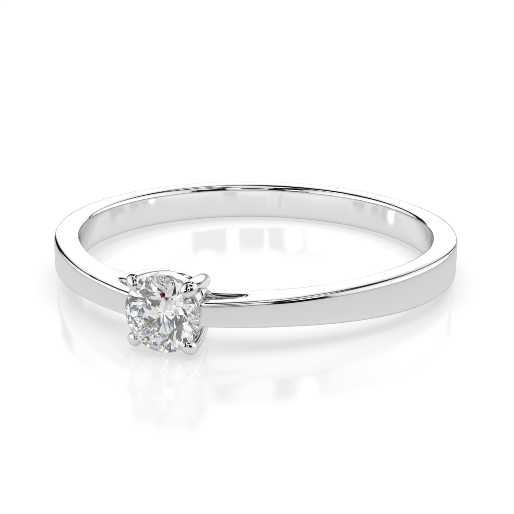 Białe Złoto Pierścionek z Diamentem Kolekcja Classic