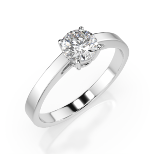 Białe Złoto Pierścionek z Diamentem Kolekcja Classic