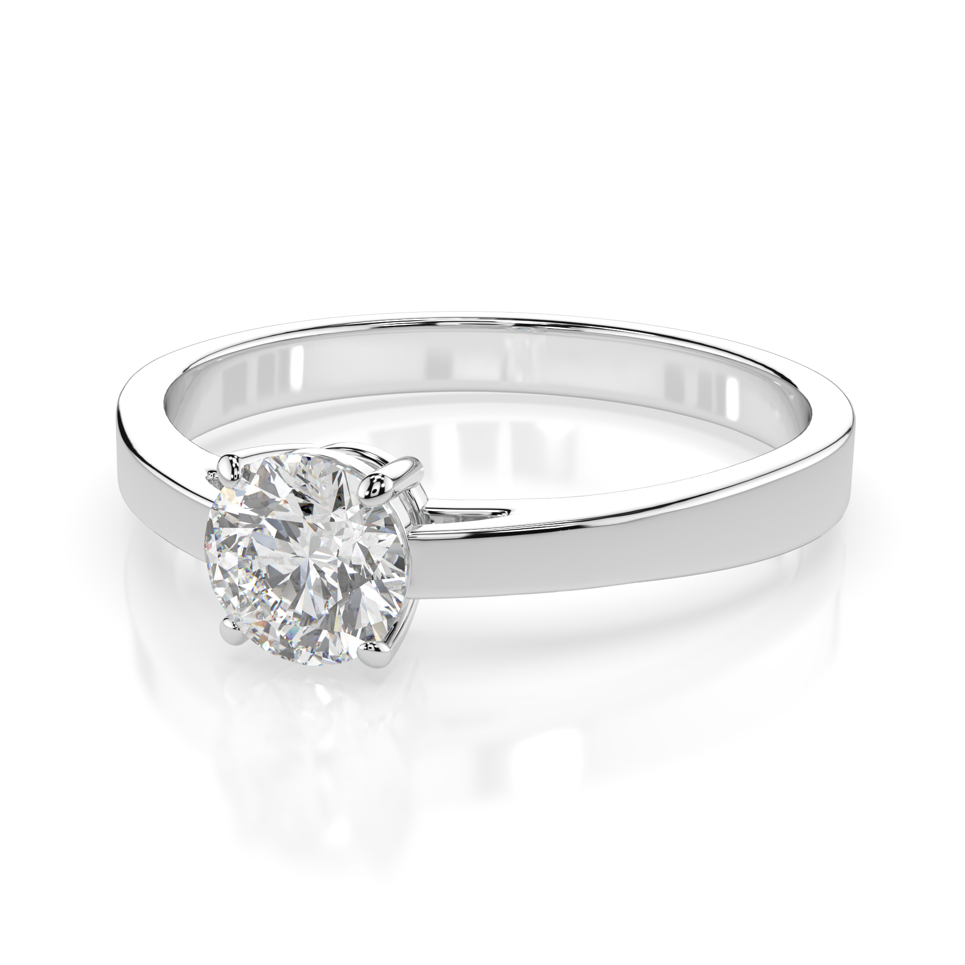 Białe Złoto Pierścionek z Diamentem Kolekcja Classic