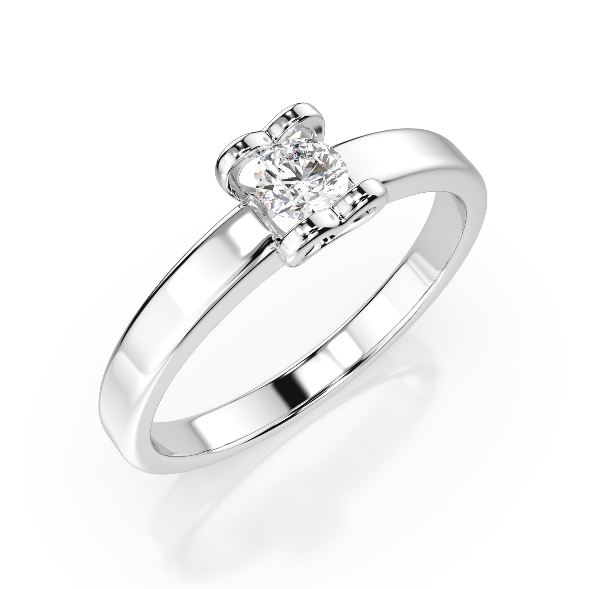 Białe Złoto Pierścionek z Diamentem Kolekcja Classic, Pure Love