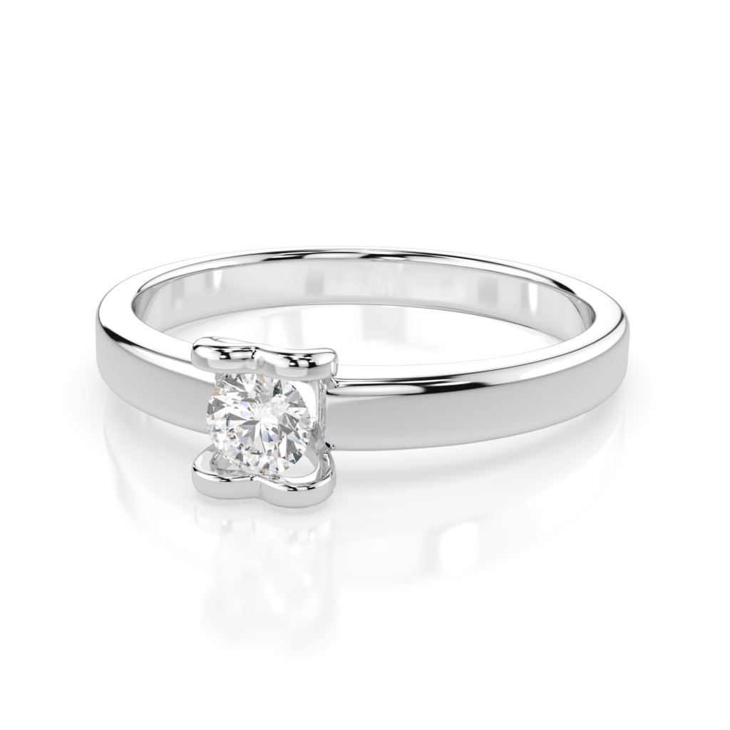 Białe Złoto Pierścionek z Diamentem Kolekcja Classic, Pure Love