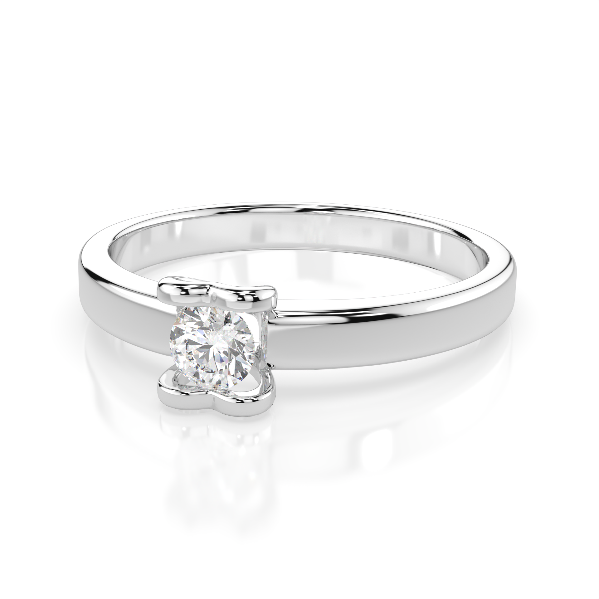 Białe Złoto Pierścionek z Diamentem Kolekcja Classic, Pure Love