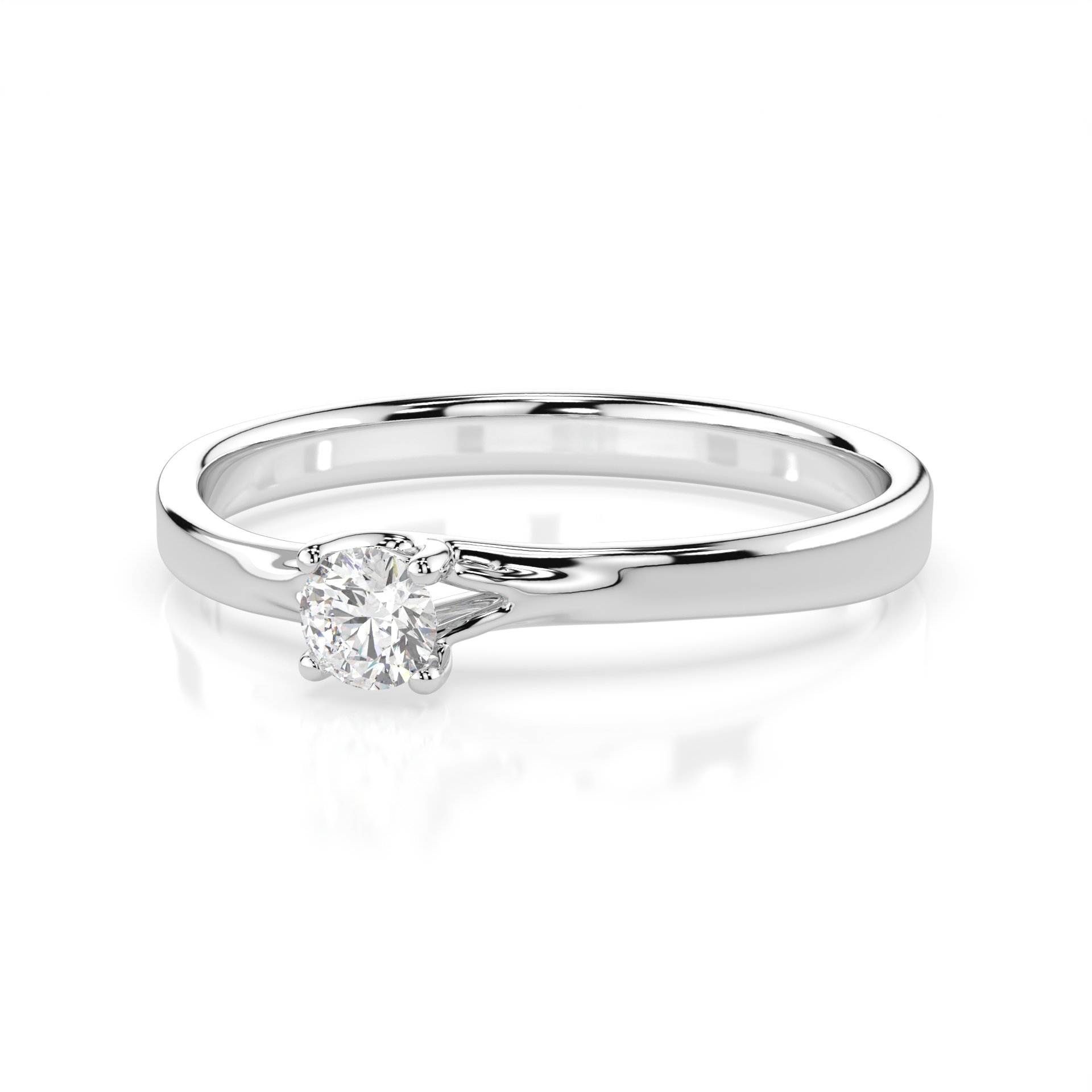 Białe Złoto Pierścionek z Diamentem Kolekcja Classic