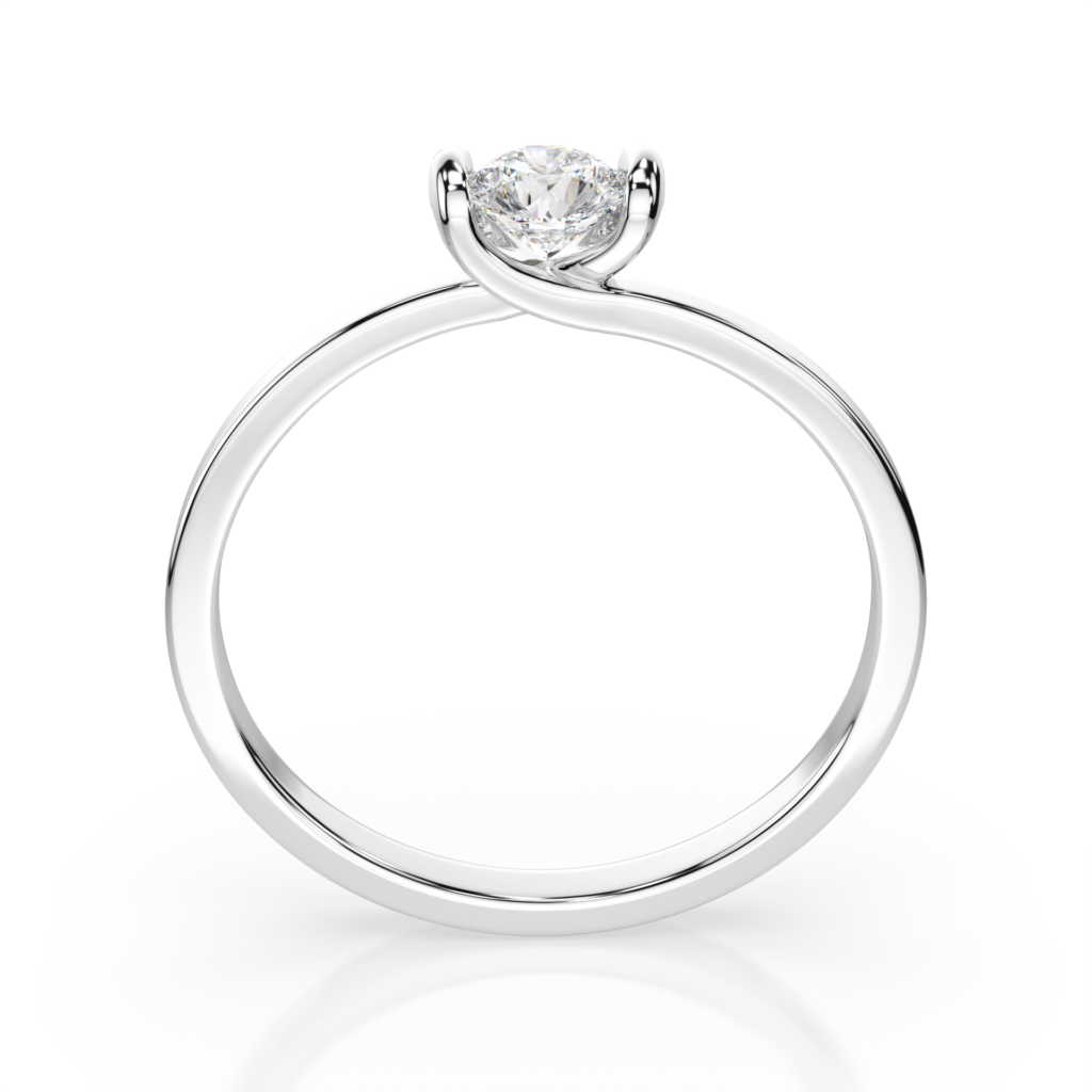Białe Złoto Pierścionek z Diamentem Kolekcja Classic
