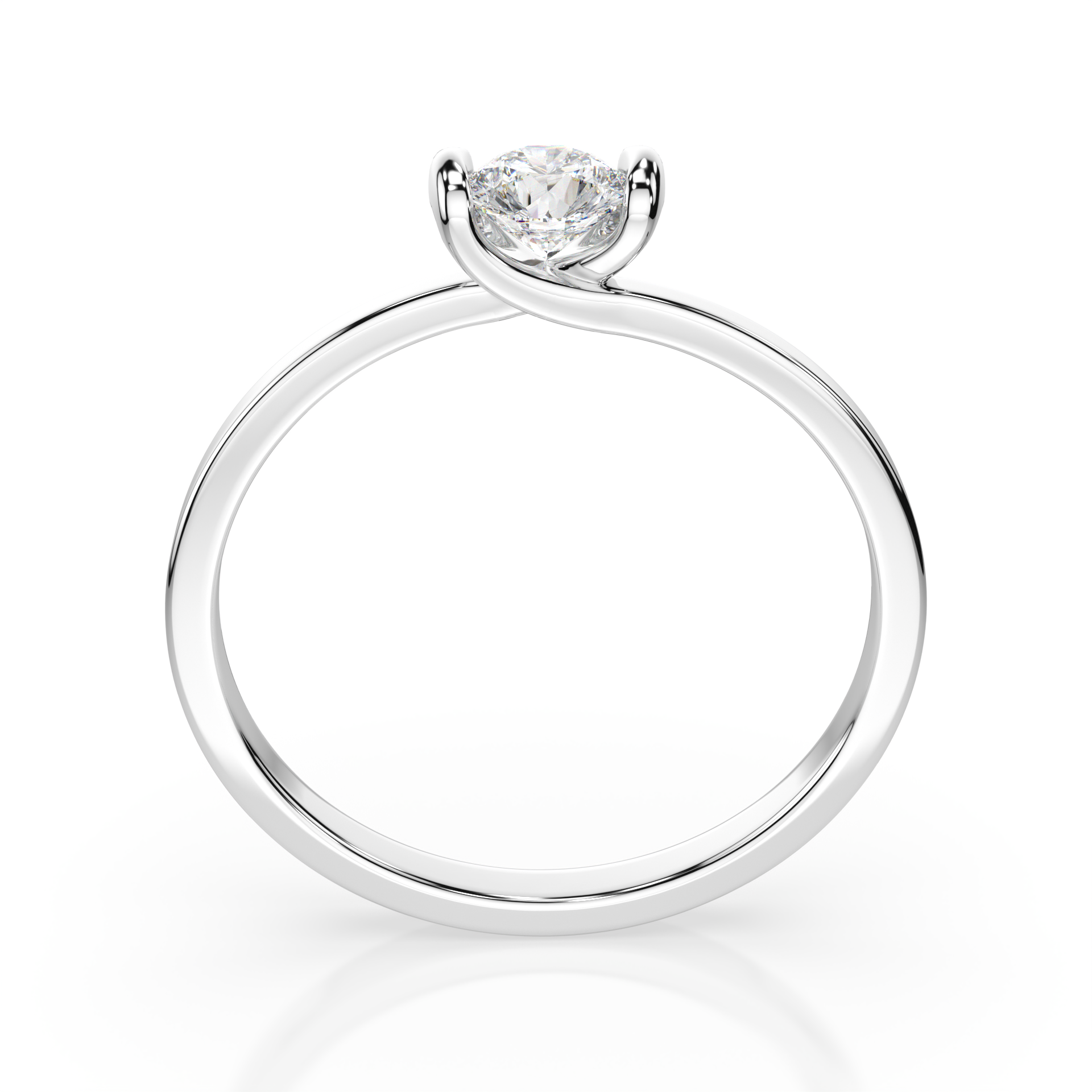 Białe Złoto Pierścionek z Diamentem Kolekcja Classic