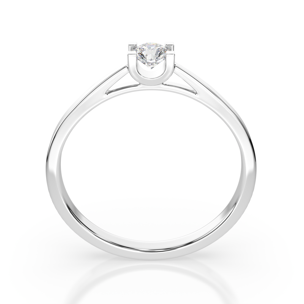Białe Złoto Pierścionek z Diamentem Kolekcja Classic