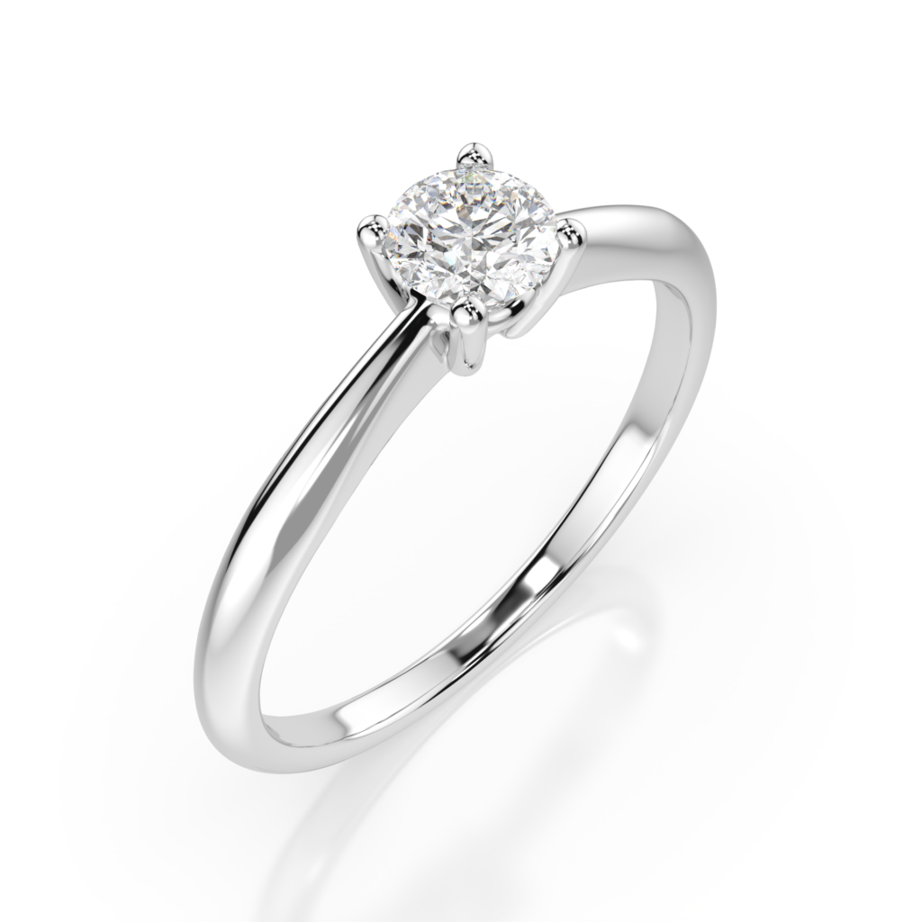 Białe Złoto Pierścionek z Diamentem Kolekcja Classic