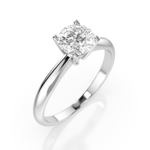 Białe Złoto Pierścionek z Diamentem Kolekcja Classic
