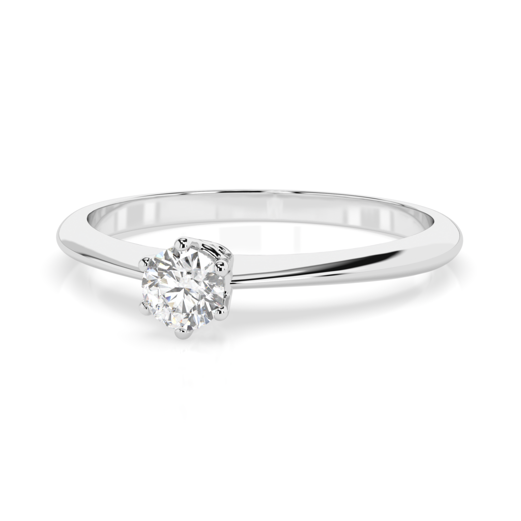 Białe Złoto Pierścionek z Diamentem Kolekcja Classic