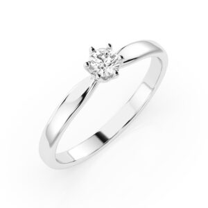 Białe Złoto Pierścionek z Diamentem Kolekcja Classic