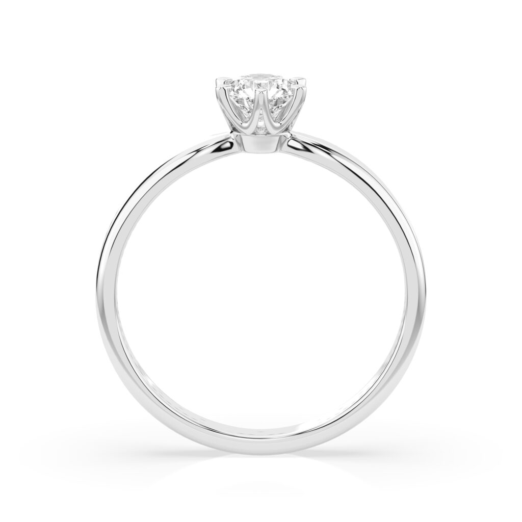 Białe Złoto Pierścionek z Diamentem Kolekcja Classic