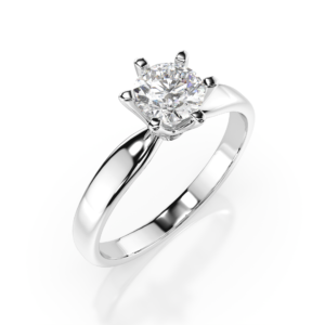 Białe Złoto Pierścionek z Diamentem Kolekcja Classic