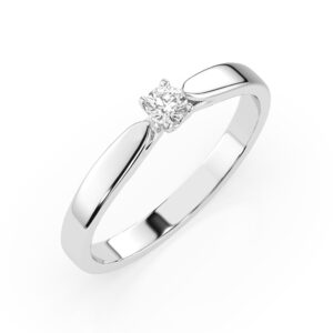 Białe Złoto Pierścionek z Diamentem Kolekcja Classic