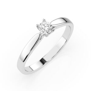 Białe Złoto Pierścionek z Diamentem Kolekcja Classic