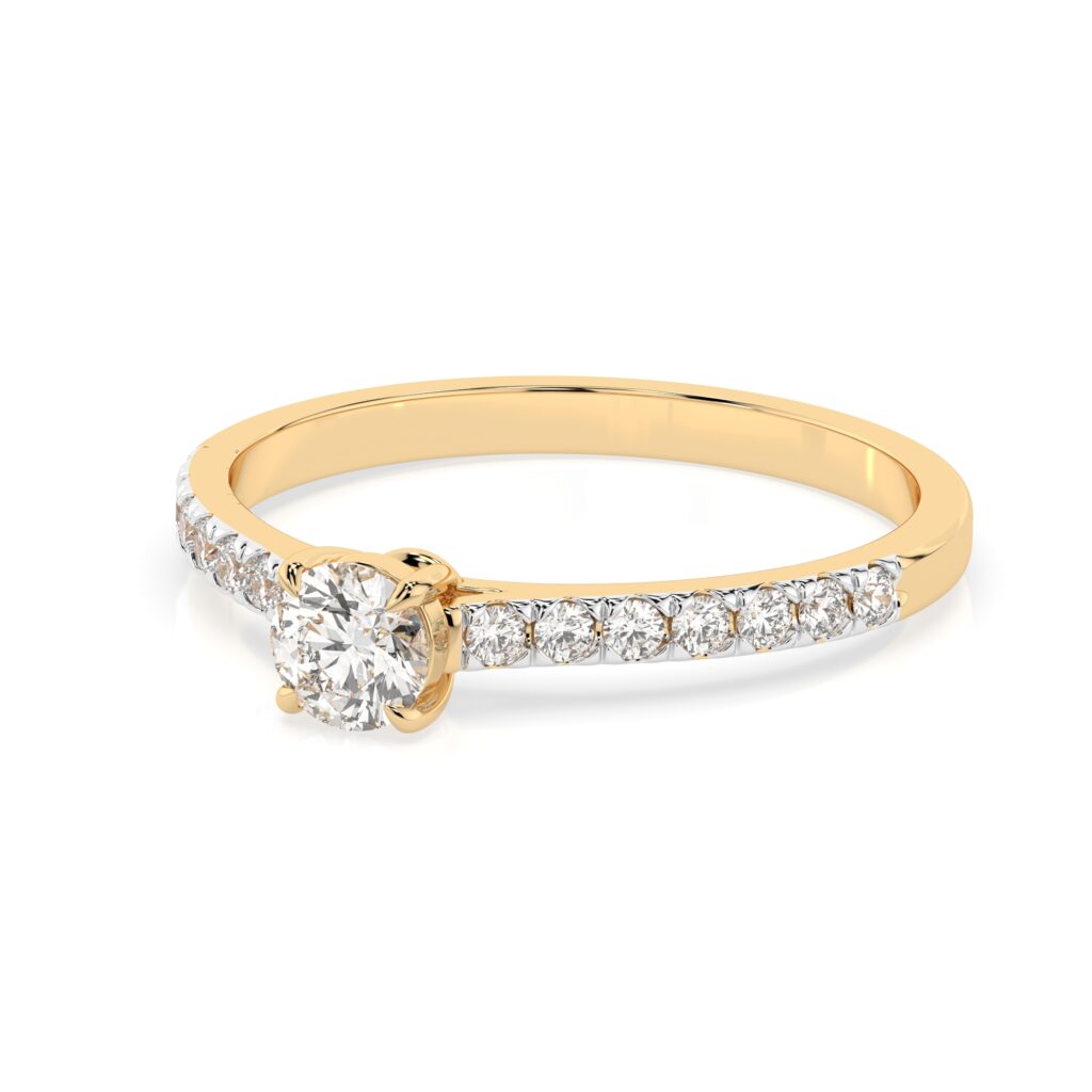 Żółte Złoto Pierścionek z Diamentem Kolekcja Classic