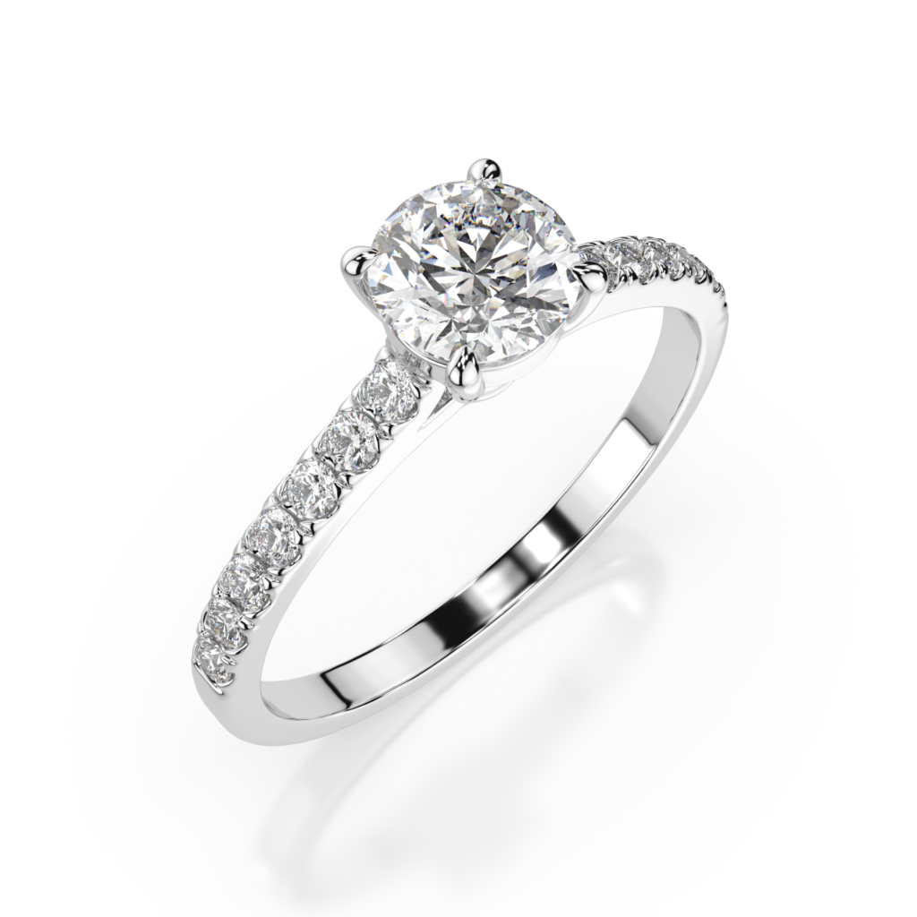 Białe Złoto Pierścionek z Diamentem Kolekcja Classic