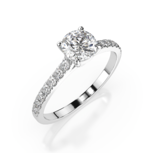 Białe Złoto Pierścionek z Diamentem Kolekcja Classic