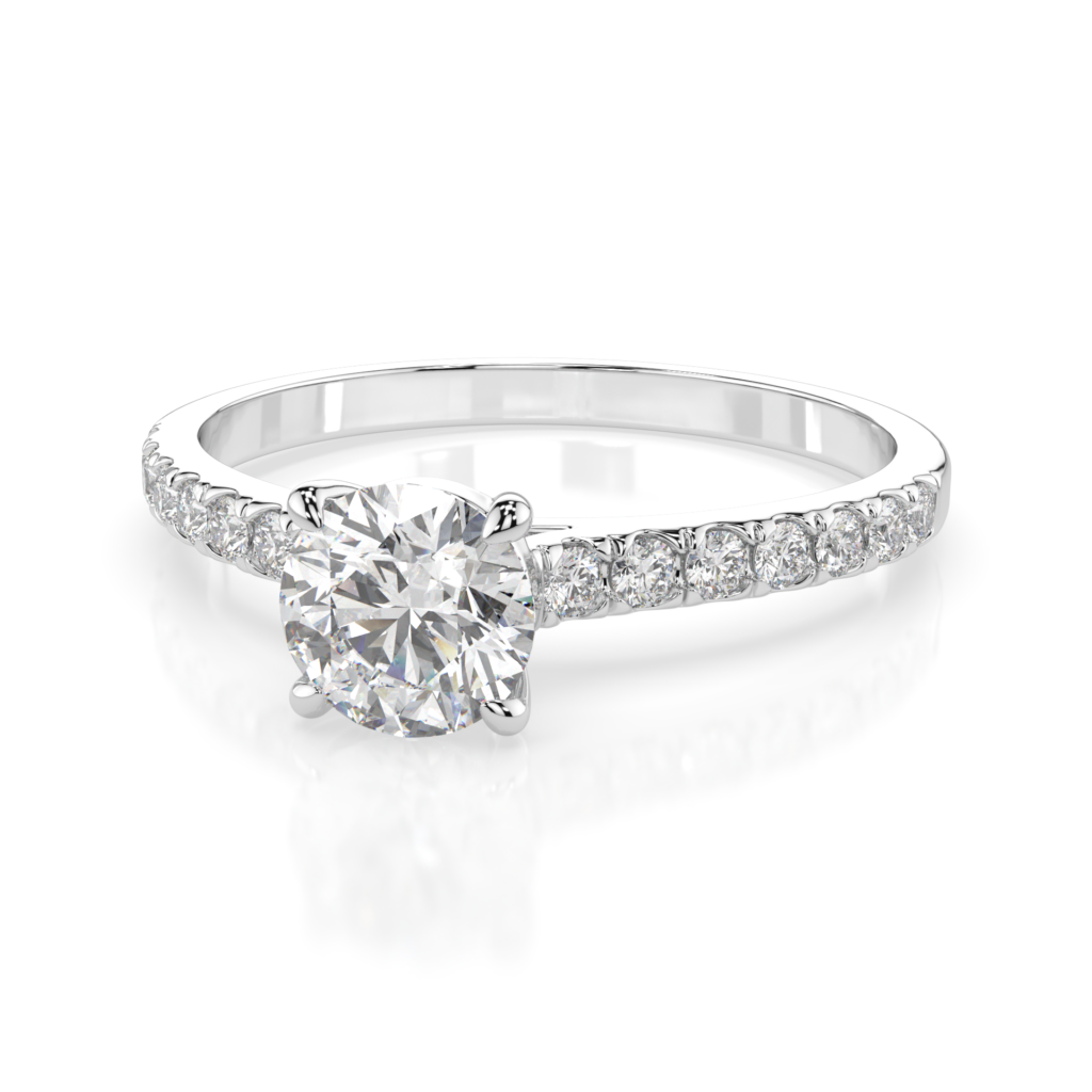 Białe Złoto Pierścionek z Diamentem Kolekcja Classic