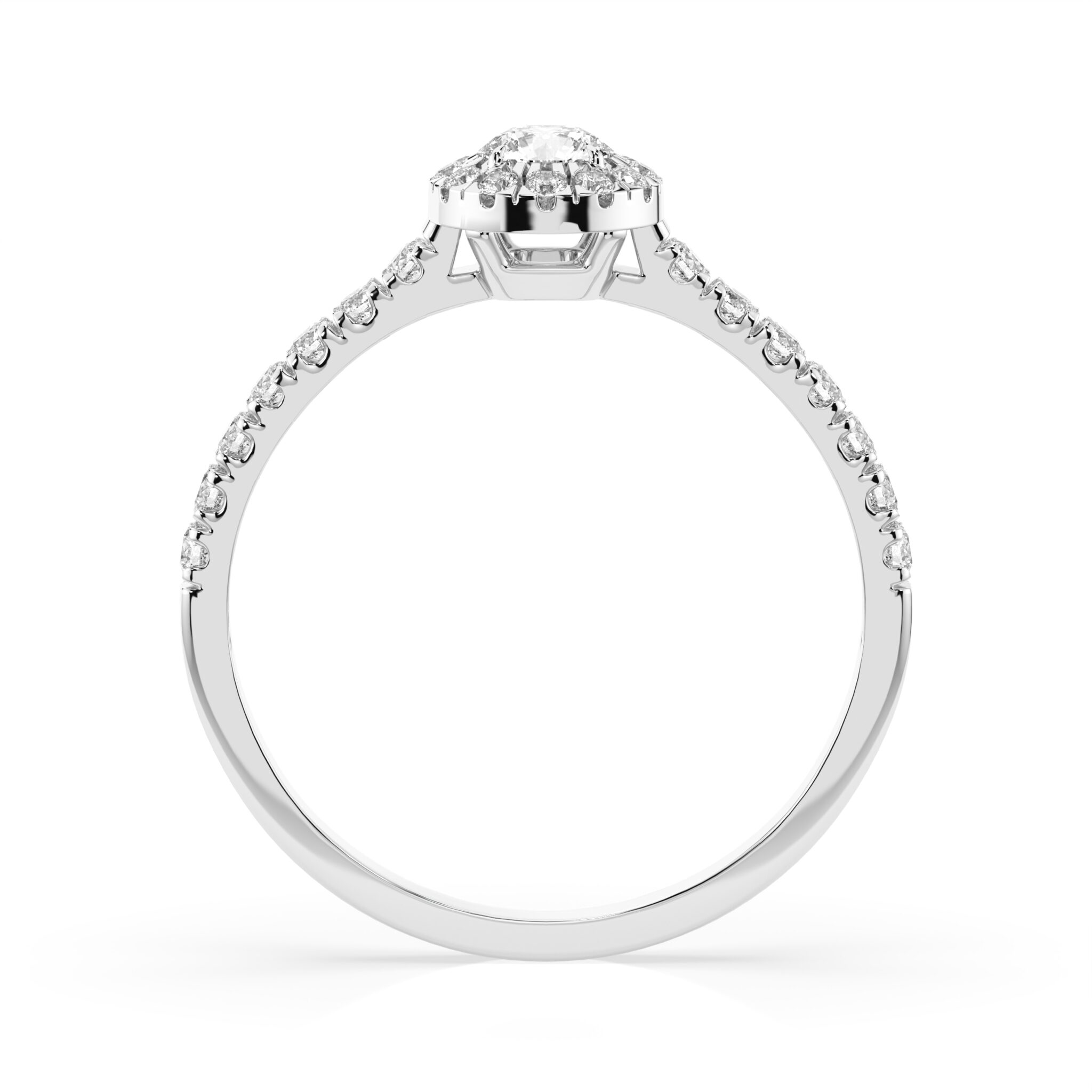 Białe Złoto Pierścionek z Diamentem Kolekcja Classic