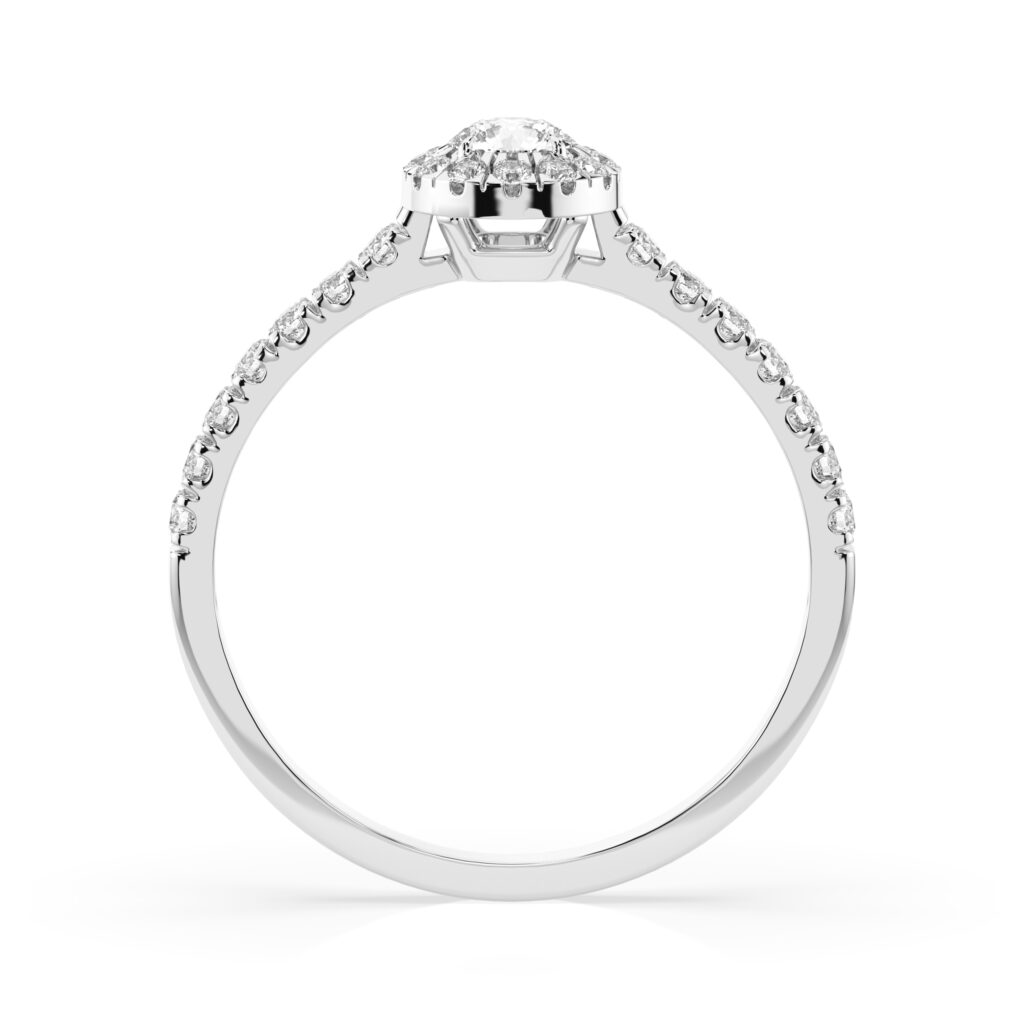 Białe Złoto Pierścionek z Diamentem Kolekcja Classic