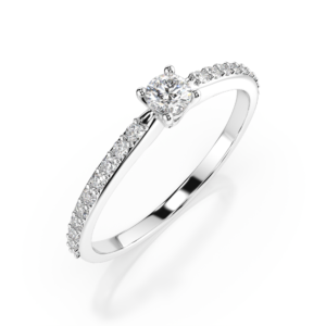 Białe Złoto Pierścionek z Diamentem Kolekcja Classic