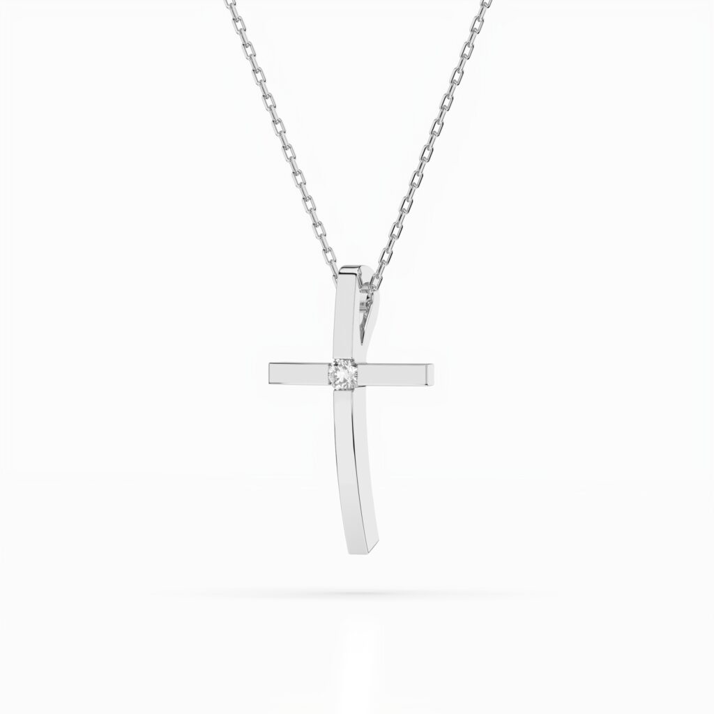 Białe Złoto Naszyjnik z Diamentem Kolekcja Minimalism