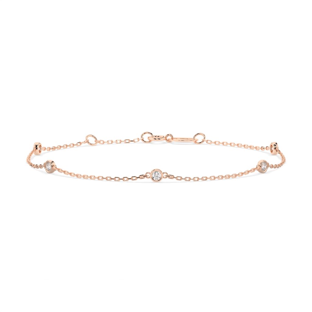 Różowe Złoto Bransoletka z Diamentem Kolekcja Minimalism