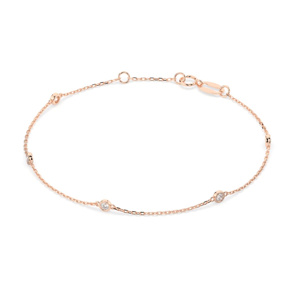 Różowe Złoto Bransoletka z Diamentem Kolekcja Minimalism