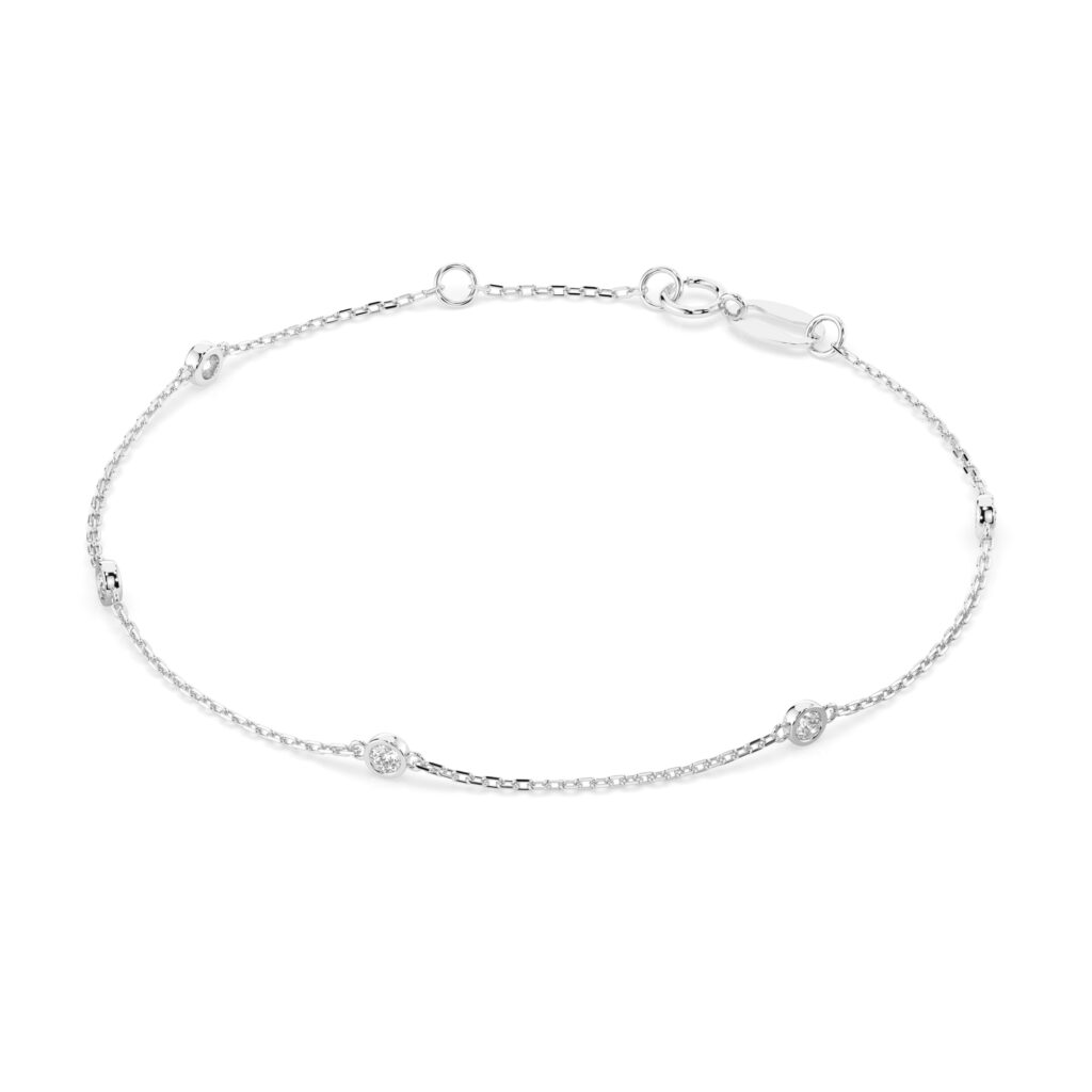 Białe Złoto Bransoletka z Diamentem Kolekcja Minimalism