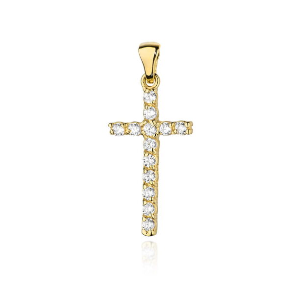Żółte Złoto Krzyżyk z Diamentami 0,39 ct