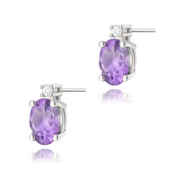 Białe Złoto Kolczyki z Ametystami 0,80 ct
