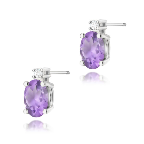 Białe Złoto Kolczyki z Ametystami 0,80 ct