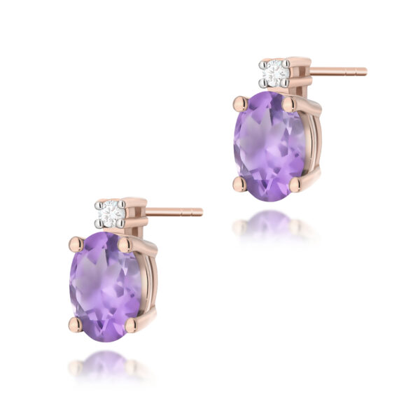 Różowe Złoto Kolczyki z Ametystami 0,80 ct