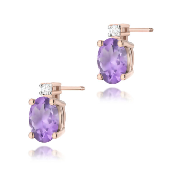 Różowe Złoto Kolczyki z Ametystami 0,80 ct