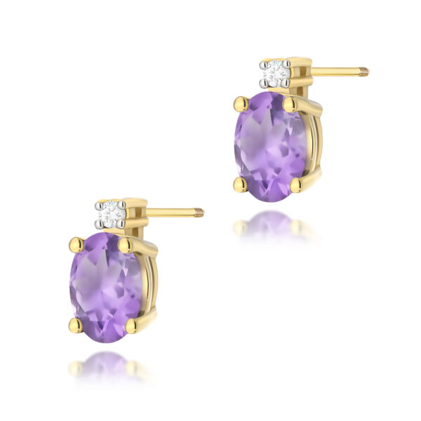 Żółte Złoto Kolczyki z Ametystami 0,80 ct