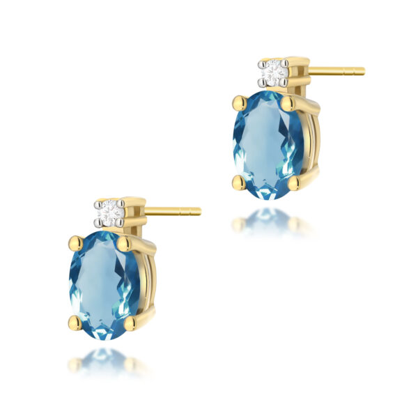 Żółte Złoto Kolczyki z Topazami London Blue 1,00 ct