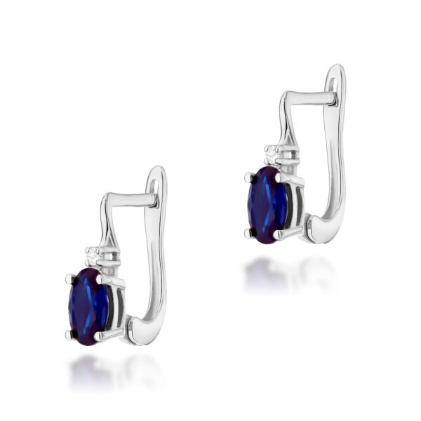 Białe Złoto Kolczyki z Szafirami 1,40 ct