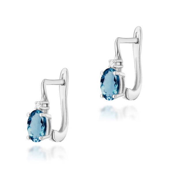 Białe Złoto Kolczyki z Topazami London Blue 1,00 ct