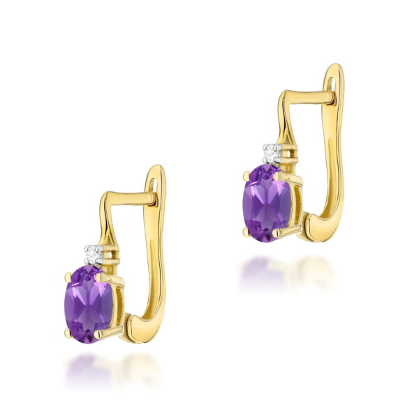 Żółte Złoto Kolczyki z Ametystami 0,80 ct