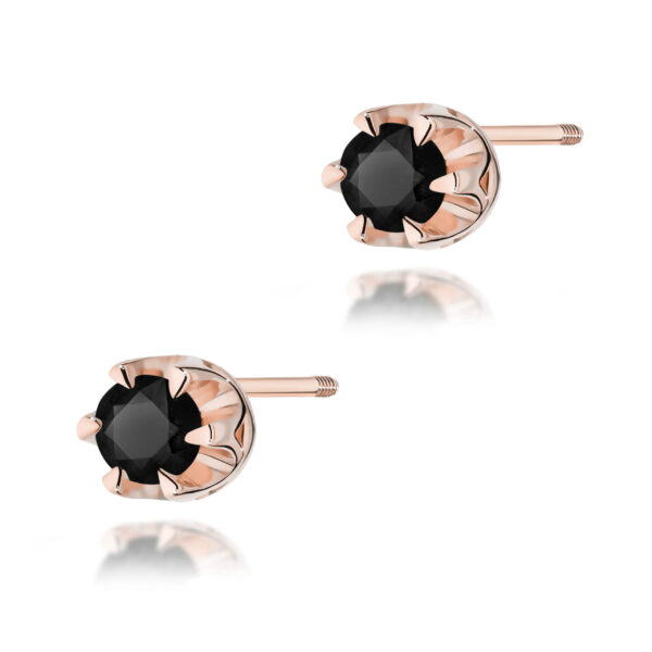 Różowe Złoto Kolczyki z Czarnymi Diamentami 0,24 ct
