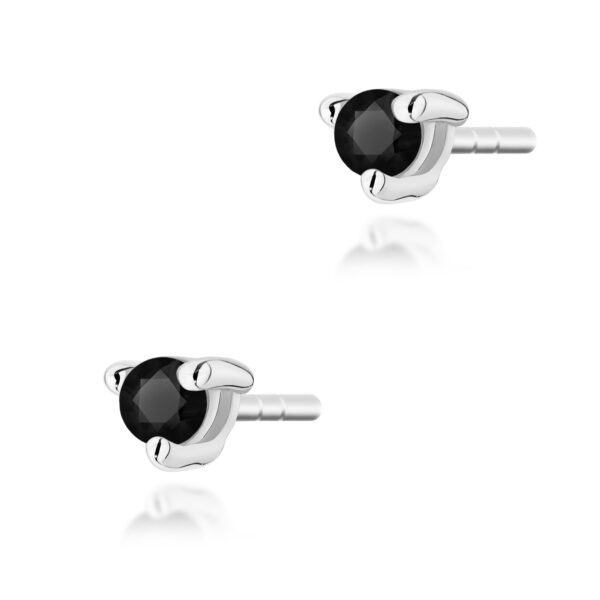 Białe Złoto Kolczyki z Czarnymi Diamentami 0,08 ct
