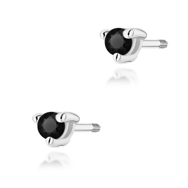 Białe Złoto Kolczyki z Czarnymi Diamentami 0,08 ct