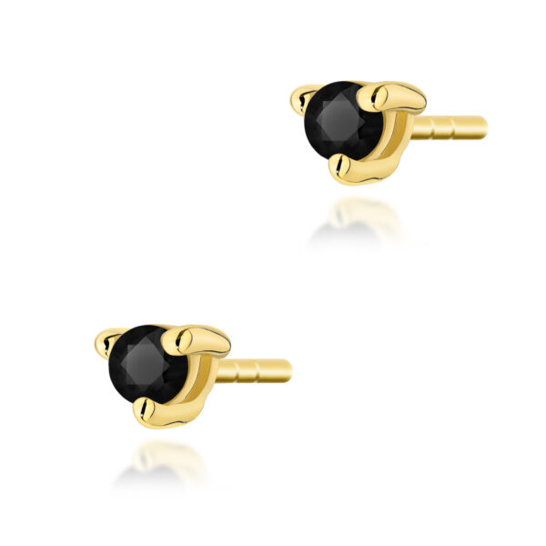 Żółte Złoto Kolczyki z Czarnymi Diamentami 0,08 ct
