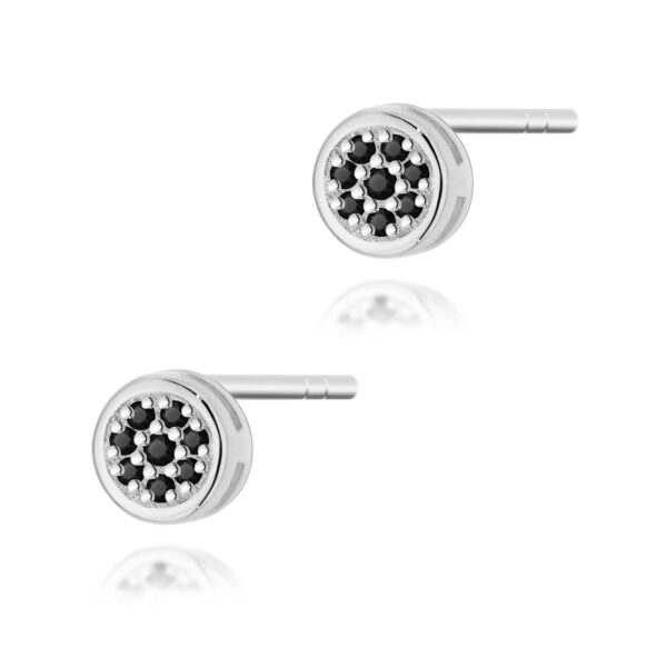 Białe Złoto Kolczyki z Czarnymi Diamentami 0,08 ct
