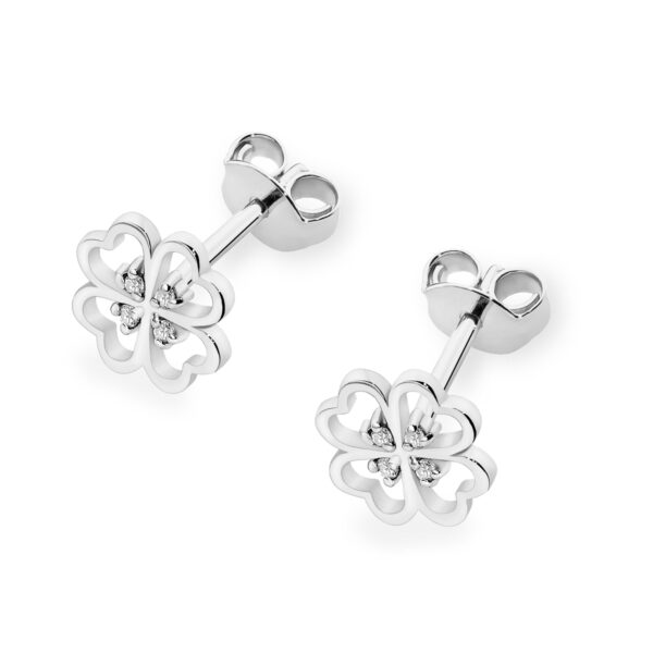 Białe Złoto Kolczyki z Diamentami 0,04 ct