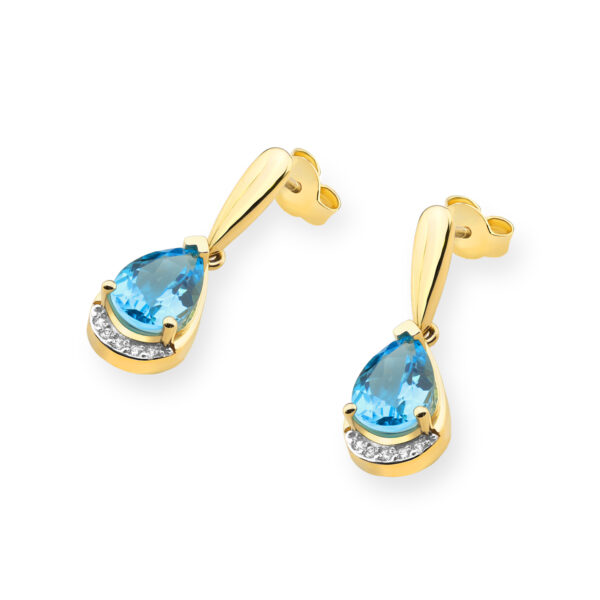 Żółte Złoto Kolczyki z Topazami Swiss 2,80 ct