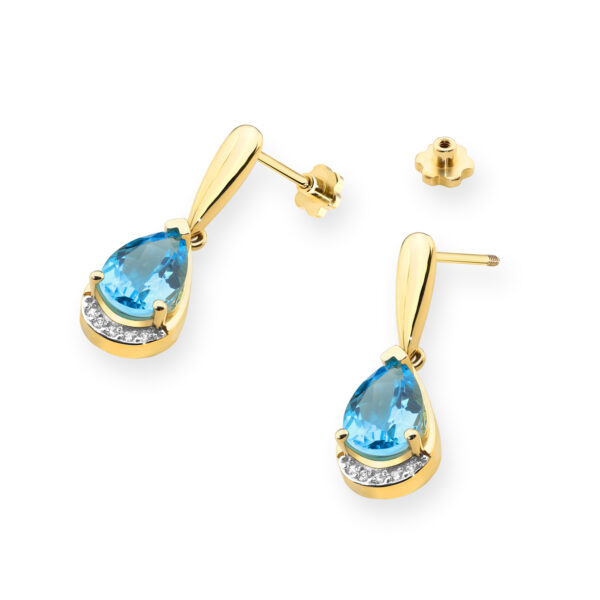 Żółte Złoto Kolczyki z Topazami Swiss 2,80 ct