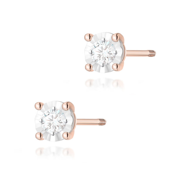 Różowe Złoto Kolczyki z Diamentami 0,16 ct