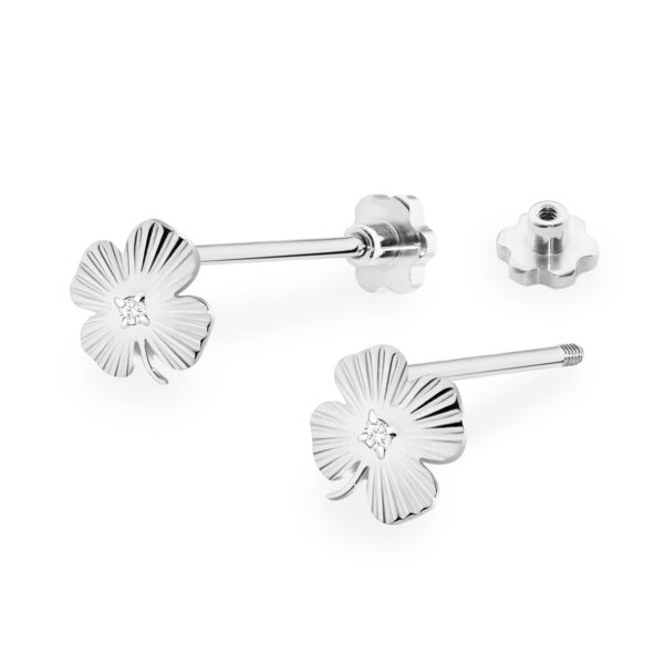 Białe Złoto Kolczyki z Diamentami 0,01 ct